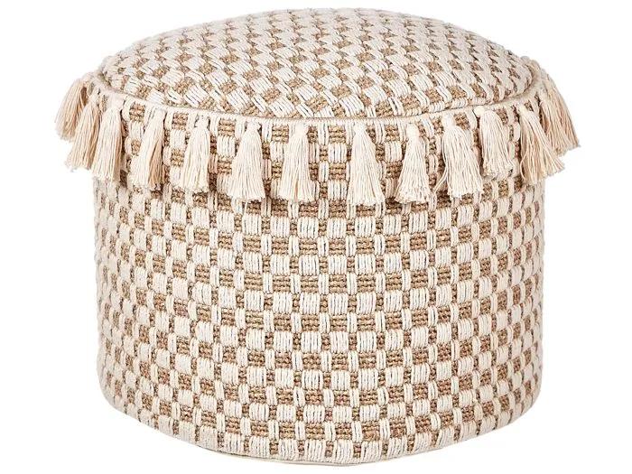 beliani pouf pirak beige cotton 50x50x35 cm