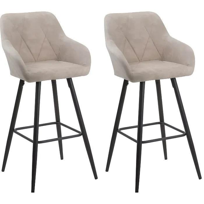 beliani bar stool set darien beige 2 pack