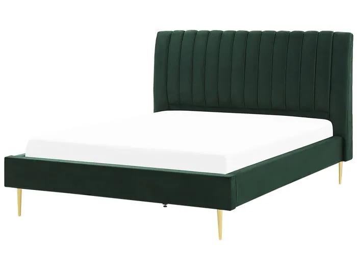 beliani bed velvet marville emerald green 180x200cm