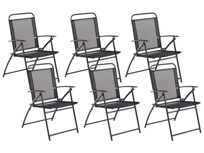 beliani garden chair set 6 black steel