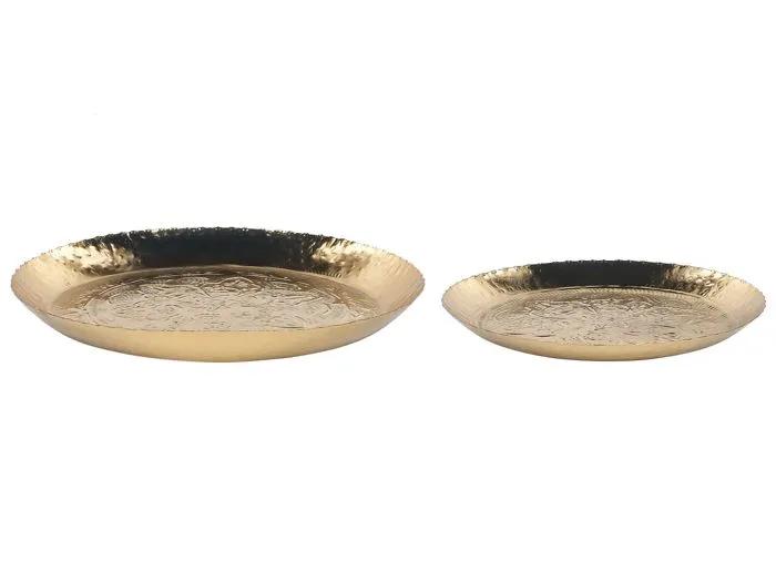 beliani decorative trays sadane gold set of 2