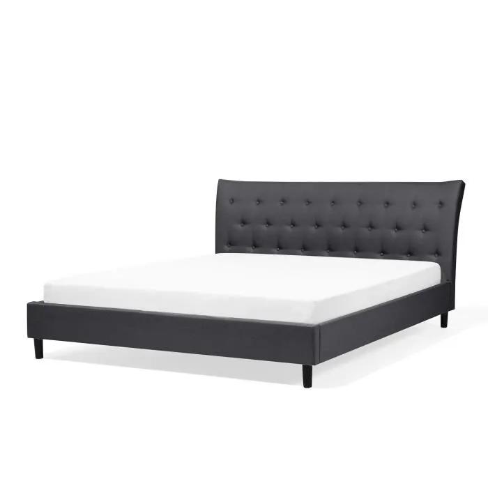 beliani bed frame saverne 180x200cm dark gray