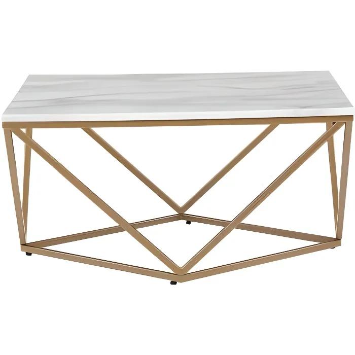 beliani coffee table malibu marble effect beige 80x80cm