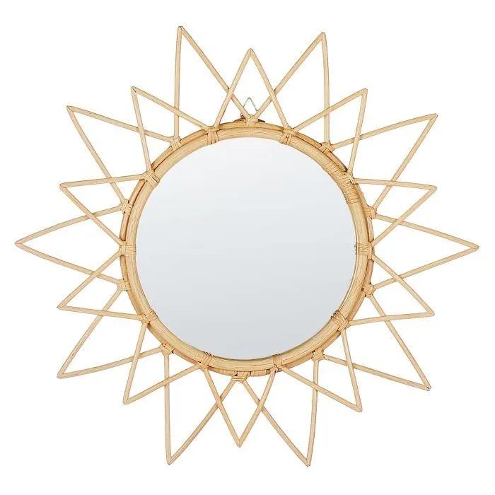 beliani wall mirror aroek natural rattan 61cm