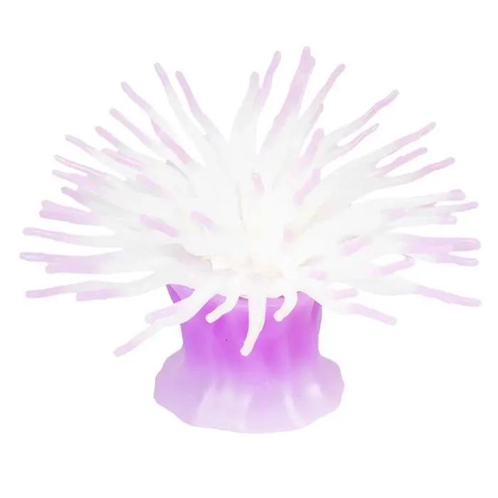 aqua della aquarium decoration artificial anemone violet
