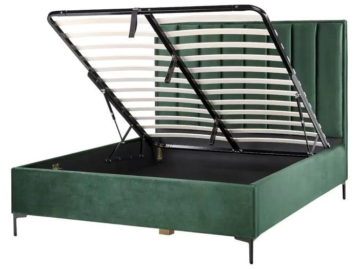beliani double bed sezanne dark green velvet 160x200 cm