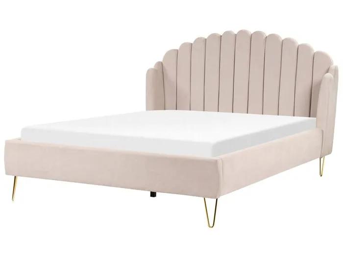 beliani bed frame ambillou beige 180x200 cm
