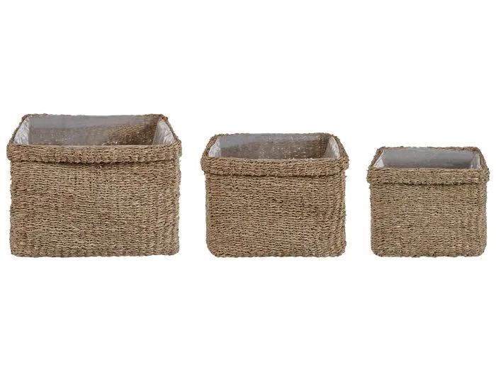 beliani flower pot set rivuline natural 3 pack