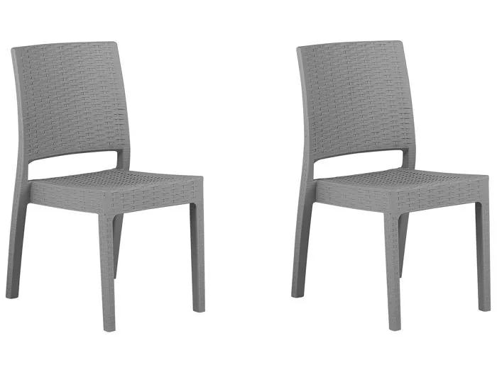 beliani garden chair set fossano synthetic light gray 2 pack