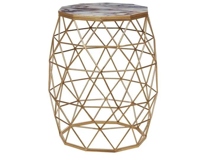 beliani side table halsey marble effect gold 43x43x52cm