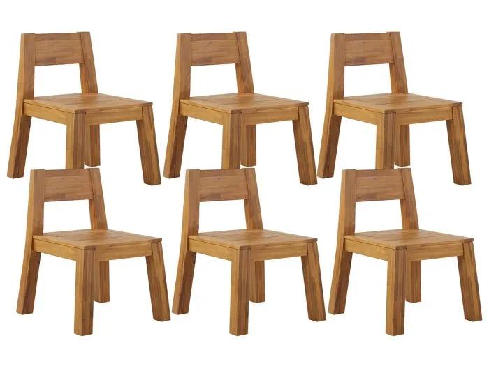 beliani garden chair set livorno acacia 6 pack