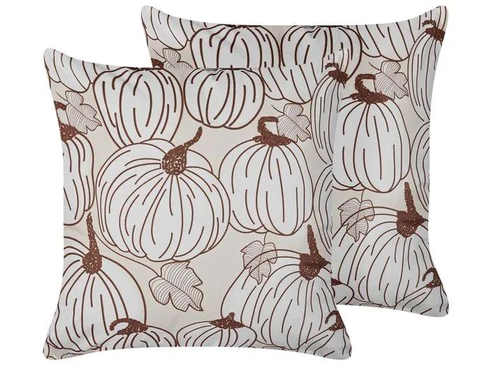 beliani decorative cushions gourd beige 45 x 45 cm