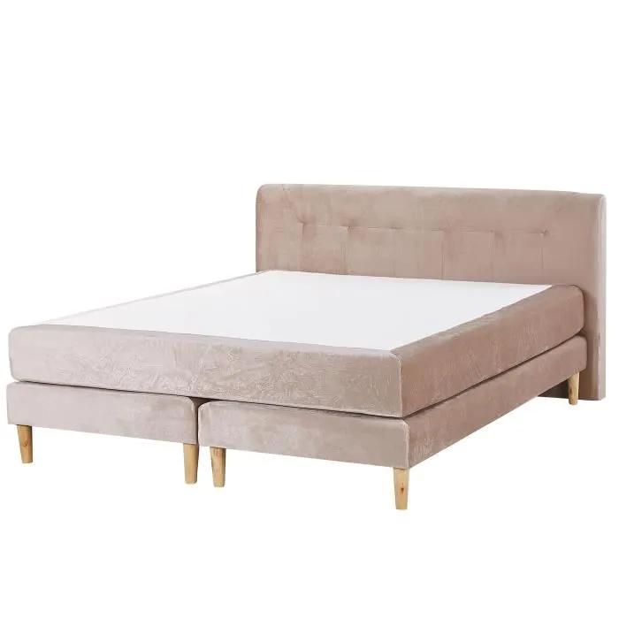 beliani boxspring bed marquise beige 160x200 cm
