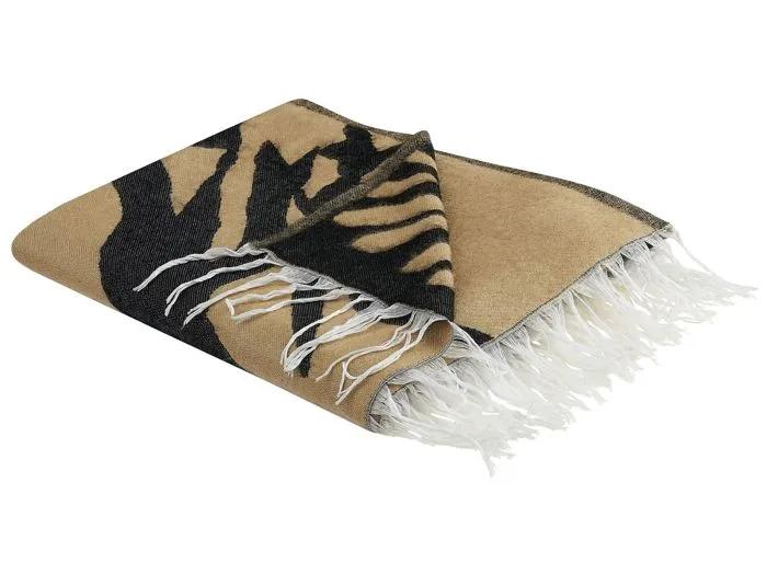 beliani blanket kudiya beige/black 130x170cm