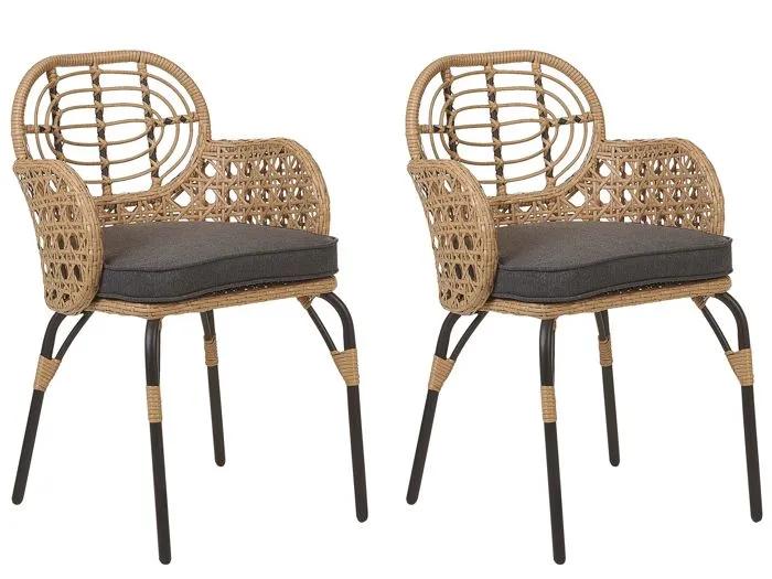 beliani outdoor chairs pratello natural 2 pack