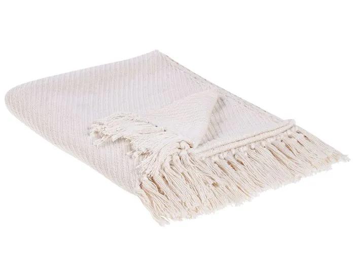 beliani throw blanket yarsa beige 125x150cm