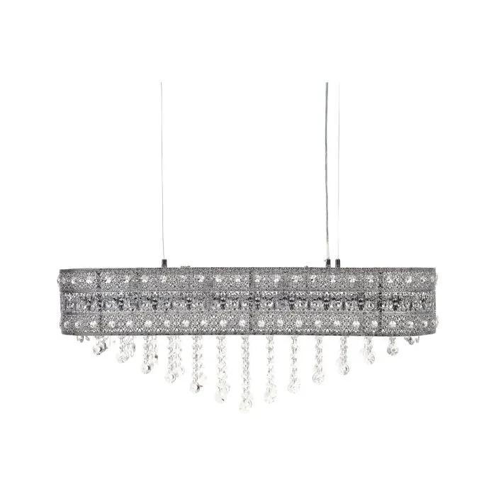 beliani chandelier silver metal crystal 4 bulbs