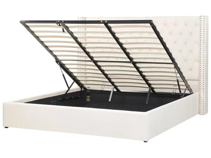 beliani double bed lubbon velvet cream 180x200cm