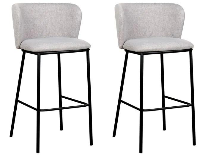 beliani bar stool set 2 grey polyester