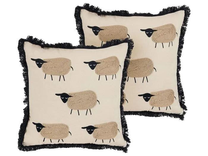 beliani decorative cushion set 2 pack beige 45x45cm