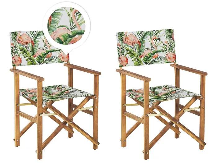 beliani garden chair cine acacia green 2 pack