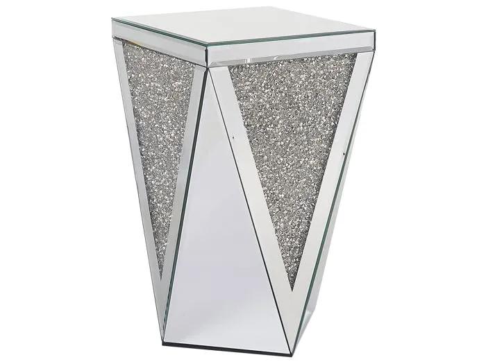 beliani side table luxey mirrored glass 30x30x51cm