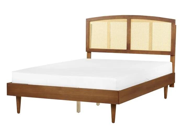 beliani double bed varzy rubberwood 140x200cm