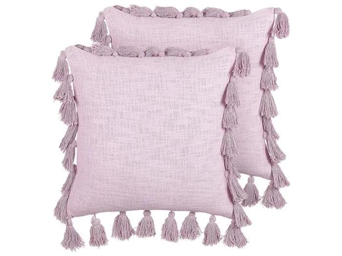 beliani decorative cushions lynchis 45x45cm 2 pack pink