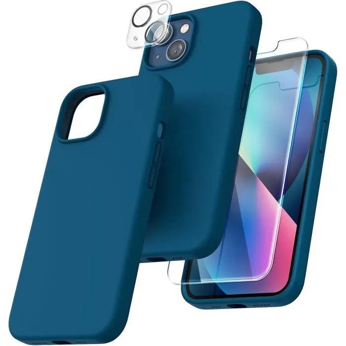 tocol phone case iphone 13 silicone blue 5 in 1