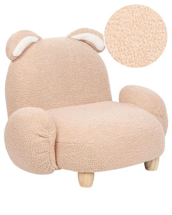 beliani children's armchair kanna beige rabbit design 65x51x45 cm