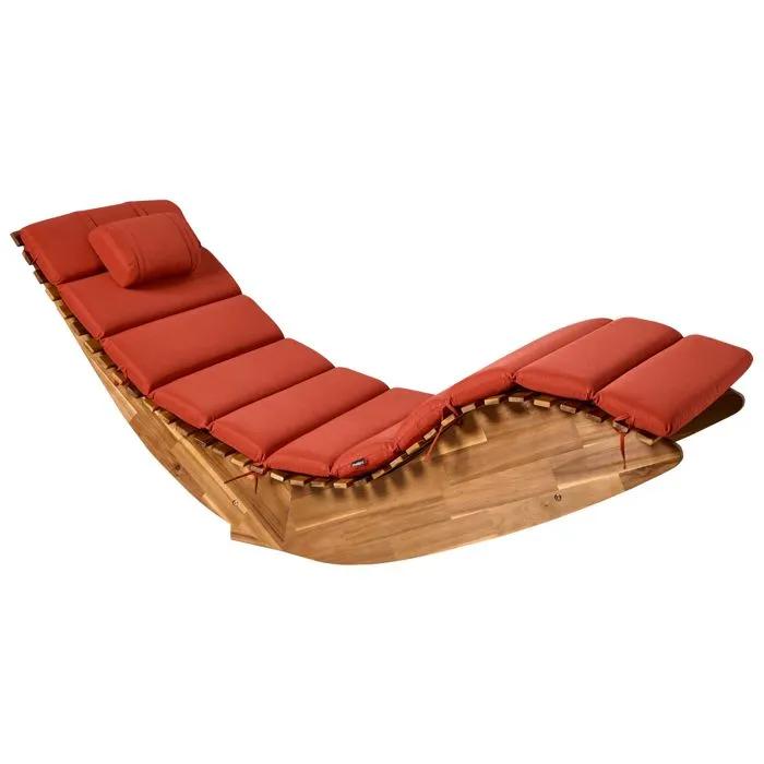 beliani sun lounger brescia premium acacia red