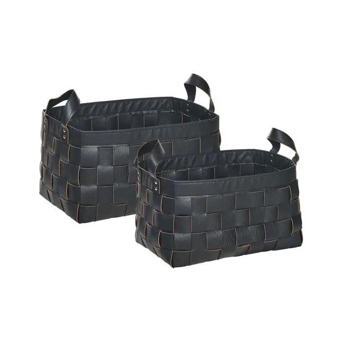 beliani storage baskets sippar black 2 pack