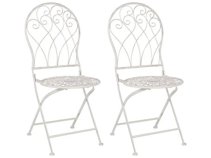 beliani garden chair set 2 metal white