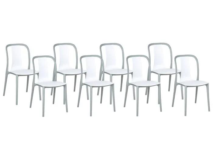 beliani garden chairs spezia white/gray 8 pack