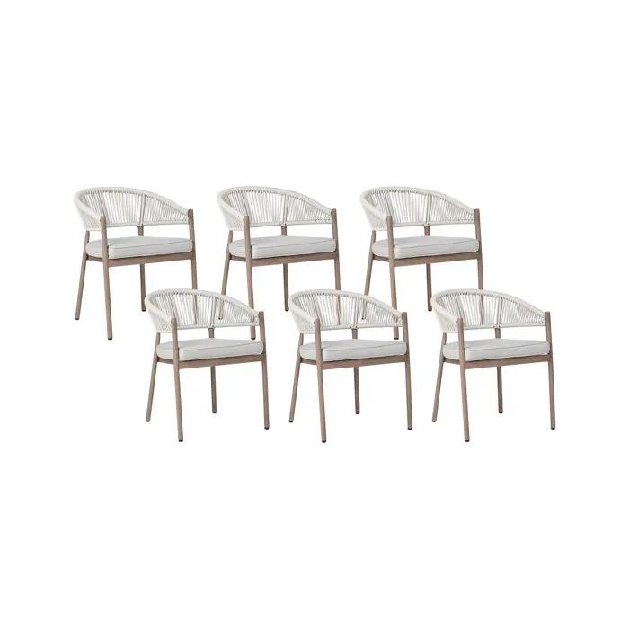 beliani outdoor chairs set 6 taupe aluminum