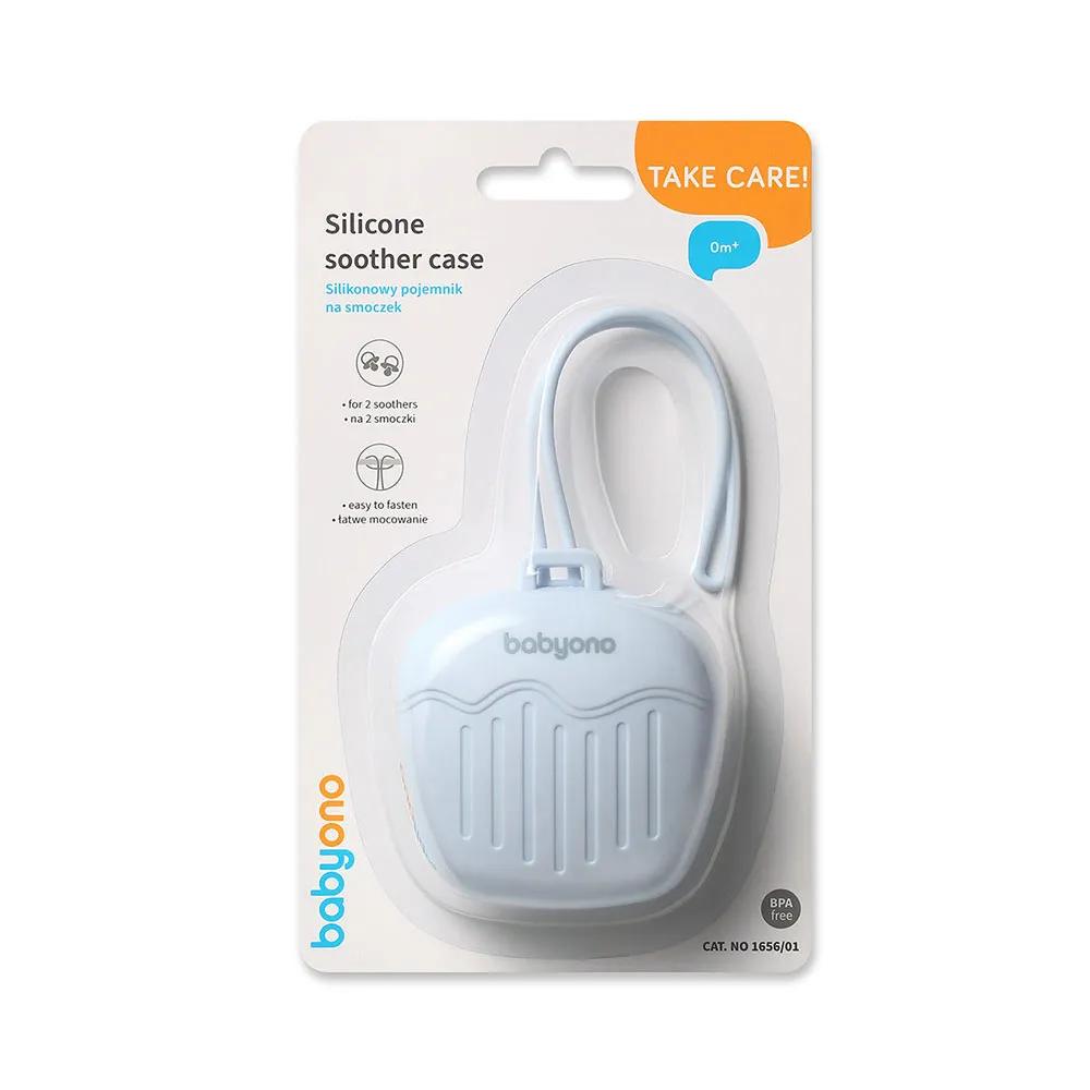 babyono pacifier holder silicone blue