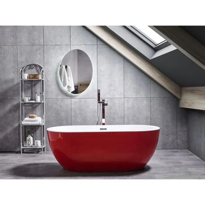 beliani freestanding bathtub nevis red 160x75cm