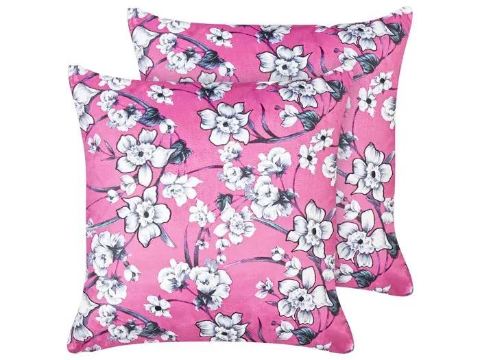 beliani decorative cushions koeleria floral pattern 45x45 cm 2 pack