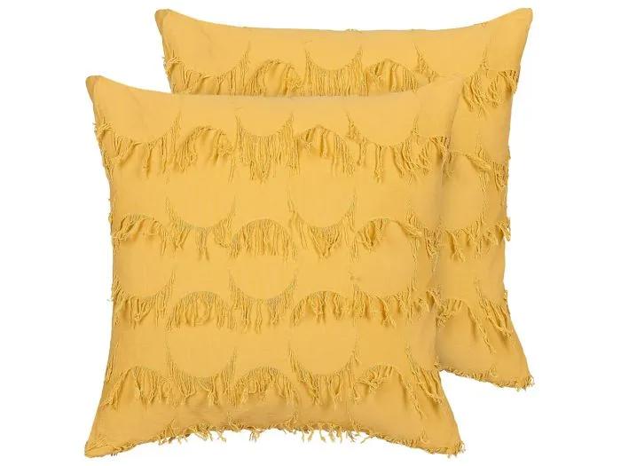 beliani decorative cushions agastache yellow 45x45cm 2 pack
