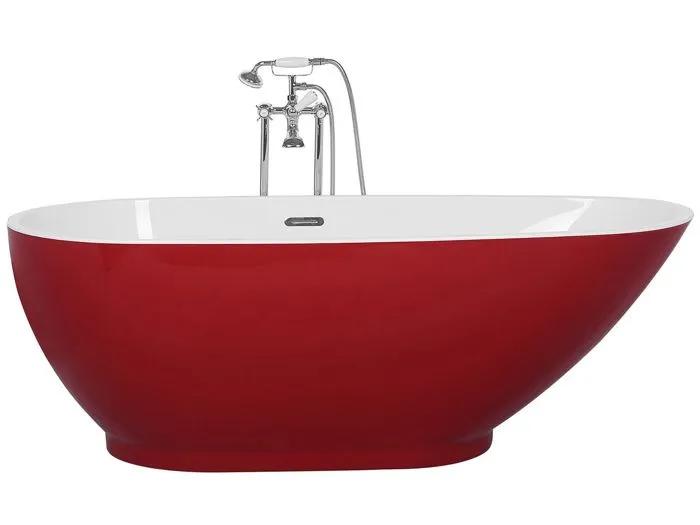 beliani freestanding bathtub guiana red 173x82cm