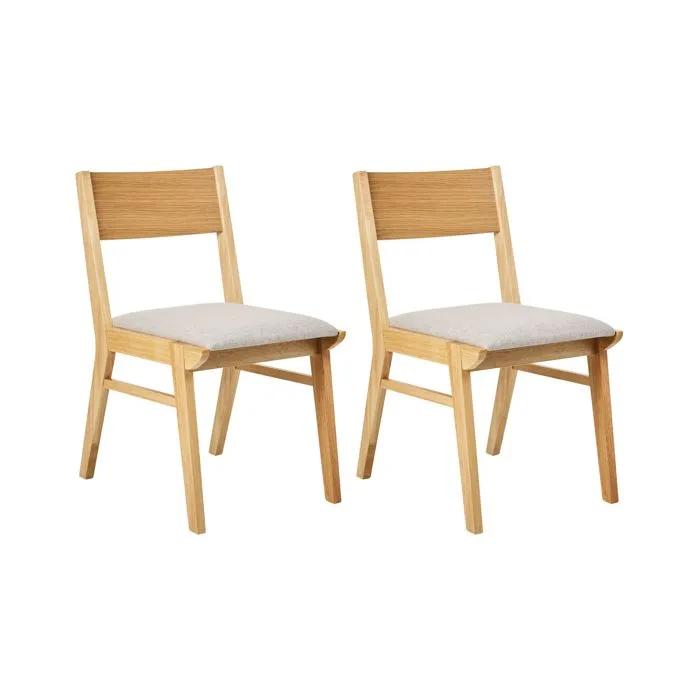 beliani dining chairs enola light gray wood 2 pack