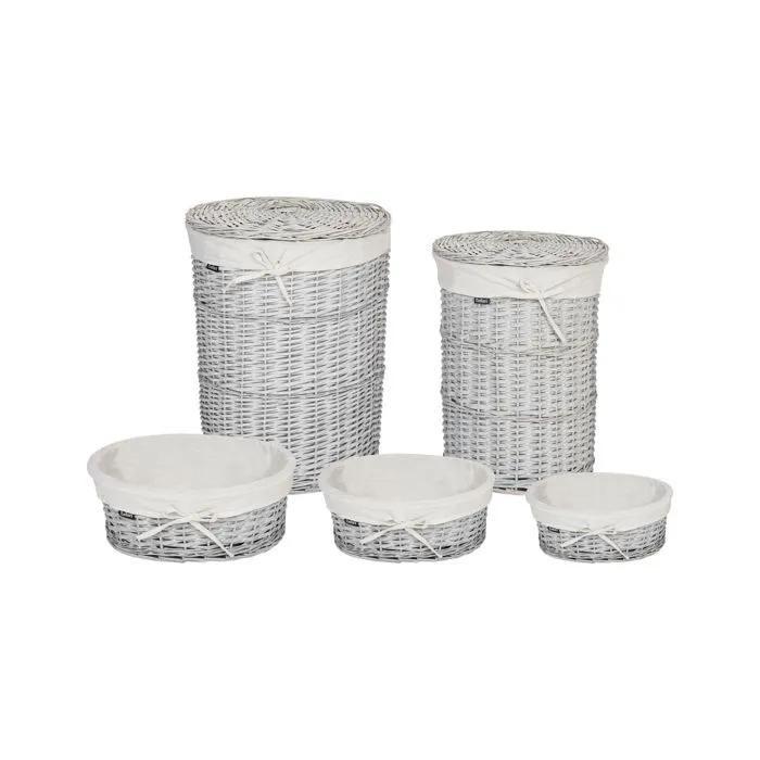 beliani laundry basket set vakari white 5 pack