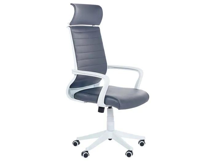 beliani office chair leader gray eco-leather adjustable