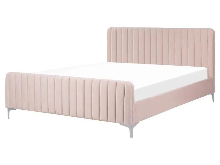 beliani upholstered bed lunan velvet 160x200 cm