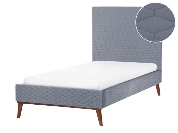 beliani bed frame bayonne velvet grey 90x200cm