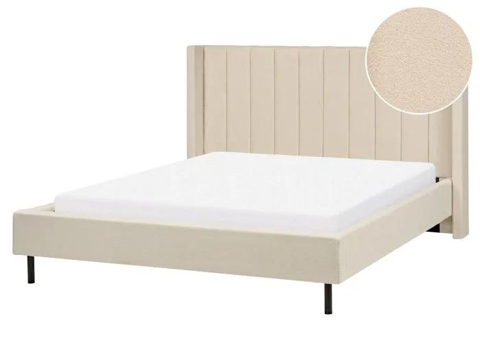 beliani double bed bouclé 160x200 cm beige