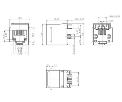 encitech rj12 connector rjju-66-1401-e1v-088 6p6c black 1 pc