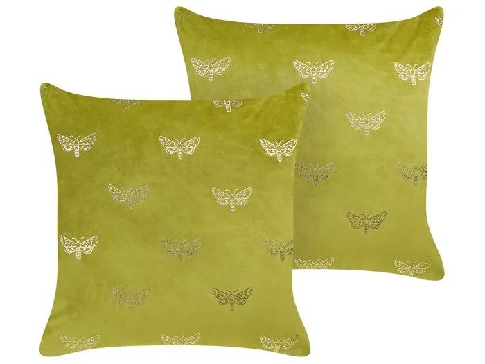 beliani decorative pillows yuzuri velvet butterfly pattern 45x45cm 2 pack