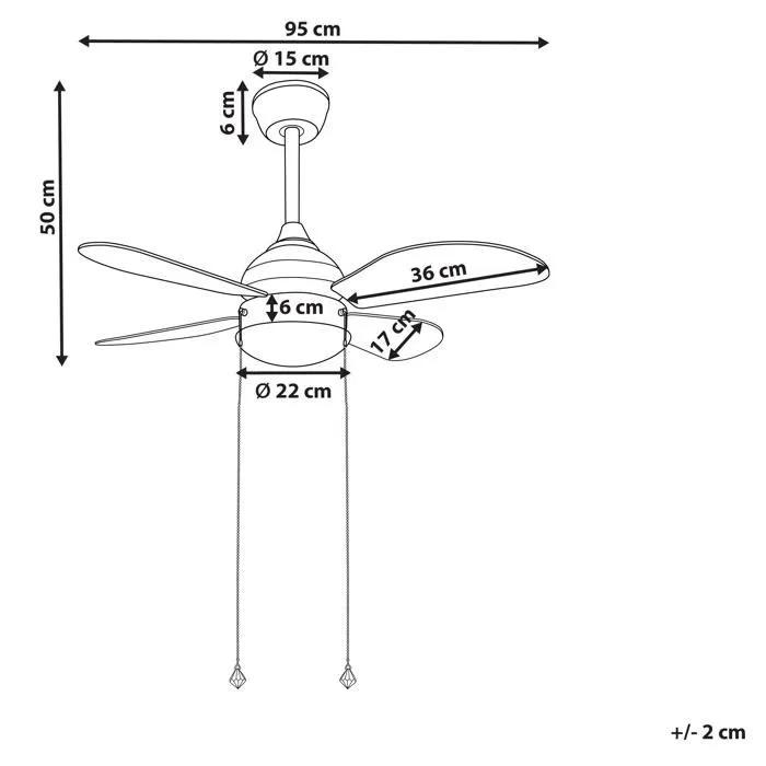 beliani ceiling fan dolores black/yellow led