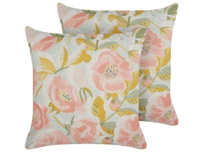 beliani decorative pillows zahriye floral pattern 45x45 cm 2 pack